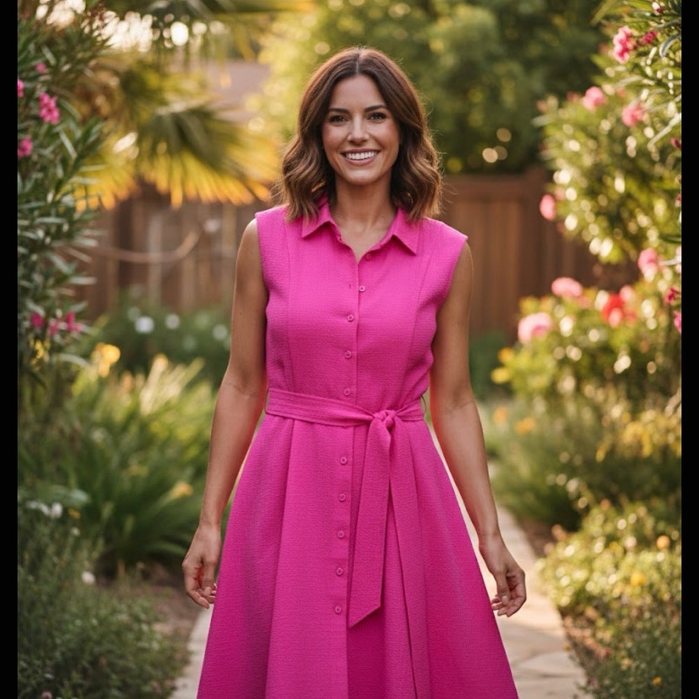 Calvin Klein Fuchsia Button-Down Dress